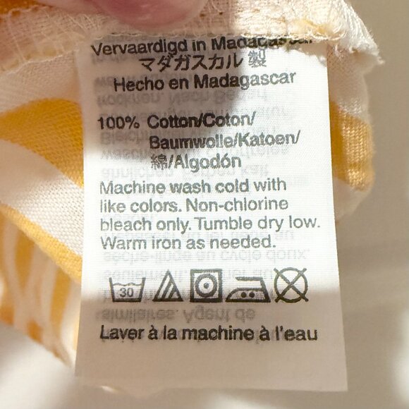 Madewell Agency Tie-Front Button Top Pompano Stripe Bayside Warm Honeysuckle SM - Picture 8 of 12